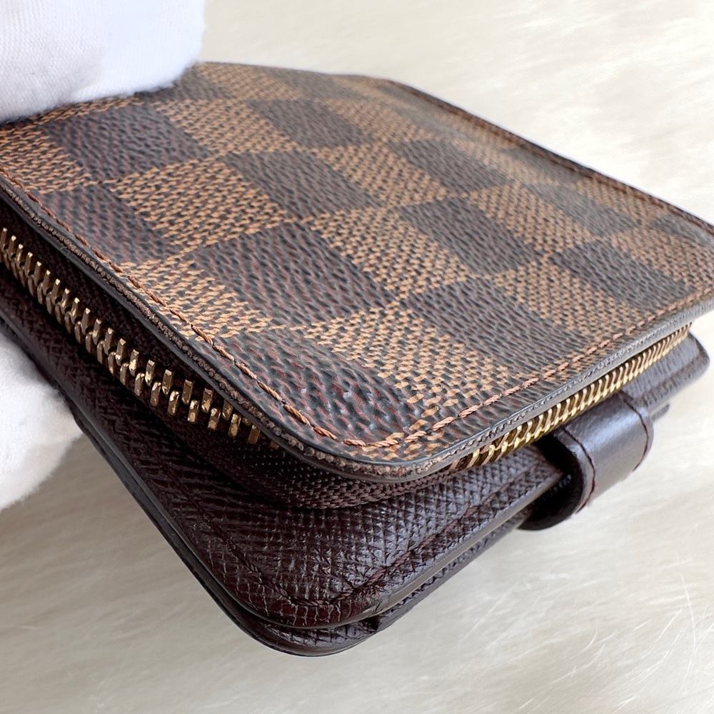 ✨Authentic LOUIS VUITTON Damier Ebene Compact Zip Bifold Wallet Brown - Picture 15 of 16